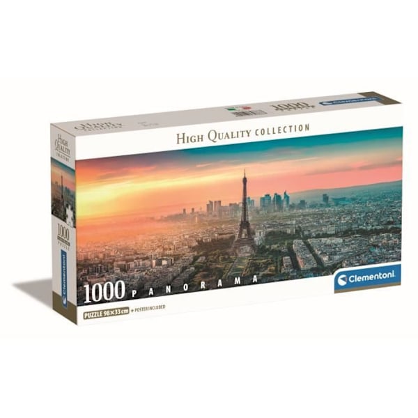 Clementoni - 1000P Panorama Paris - 98 X 33 Cm - Med Affisch Brun