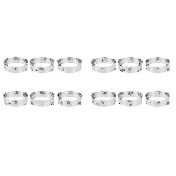 12 stk 6 cm kakeringer i rustfritt stål, kakeform, sirkulær kutter, konditorring, varmebestandig, perforert-FO-