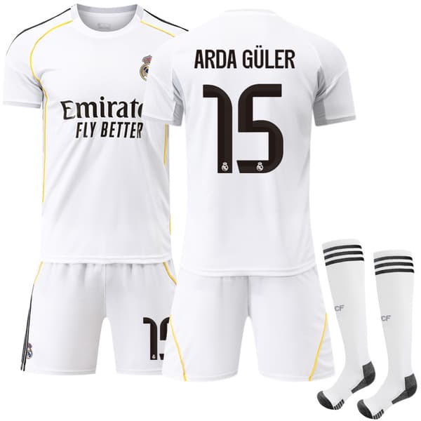 2025-2026 Real Madrid Koti Lasten Aikuisten Jalkapallopaita Nro 15 Arda Güler-FO-