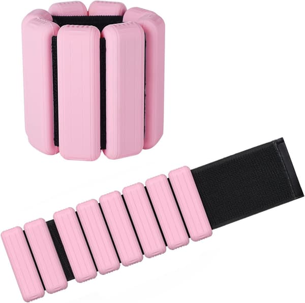 2 justerbara handledsvikter - ankelviktsset - aerobics pilates viktarmband - fitnessarmband (rosa)