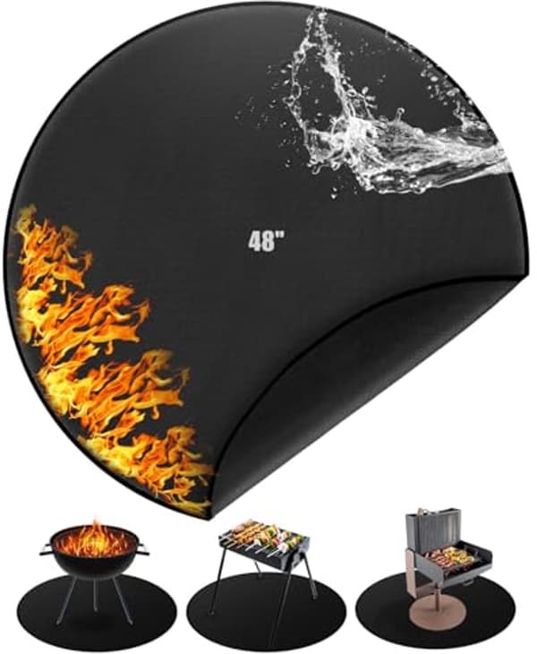 Rund brannsikker matte for grill, 120 cm varmebestandig grillmatte for utendørs bruk