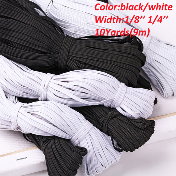 10 Yards Length Braided Elastic Band Diy Cord Knit Sewing 1 Black 3mm 10yards