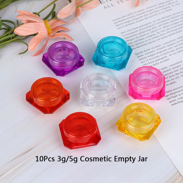 10pcs Cosmetic Empty Jar Pot Eyeshadow Makeup Face Cream Lip Bal Pink 5g