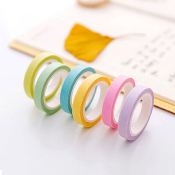 12x Rainbow Washi Sticky Paper Colorful Masking Adhesive Tape Sc Onesize