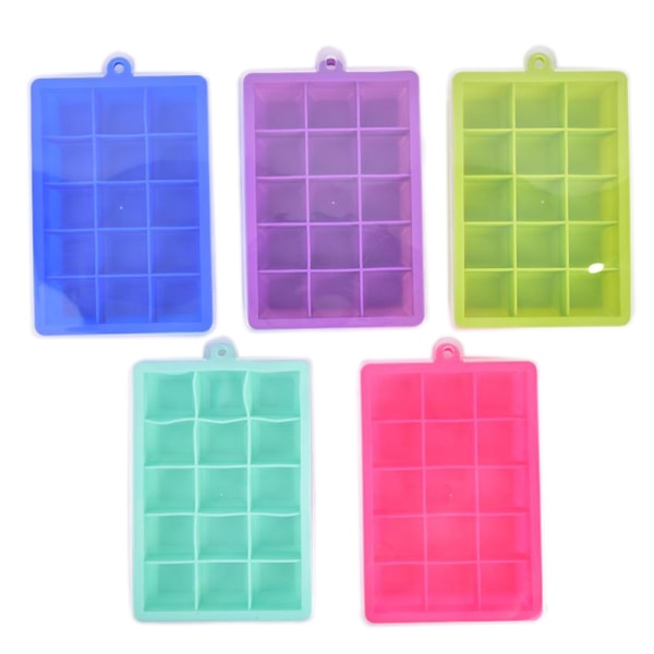 1pcs 15 Holes Silicone Ice Box With Cover Square Household B Green