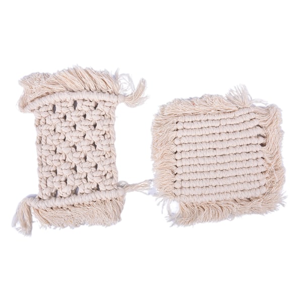 1pcs Handwoven Macrame Coaster Cotton Rope Braided Placemats Cup A