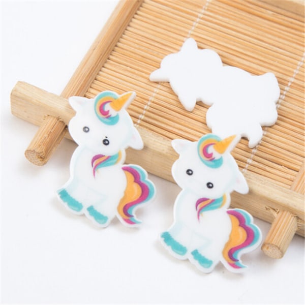 5pcs Cute Unicorn Flat Back Resin Cabochon Diy Craft Embellishme One Size