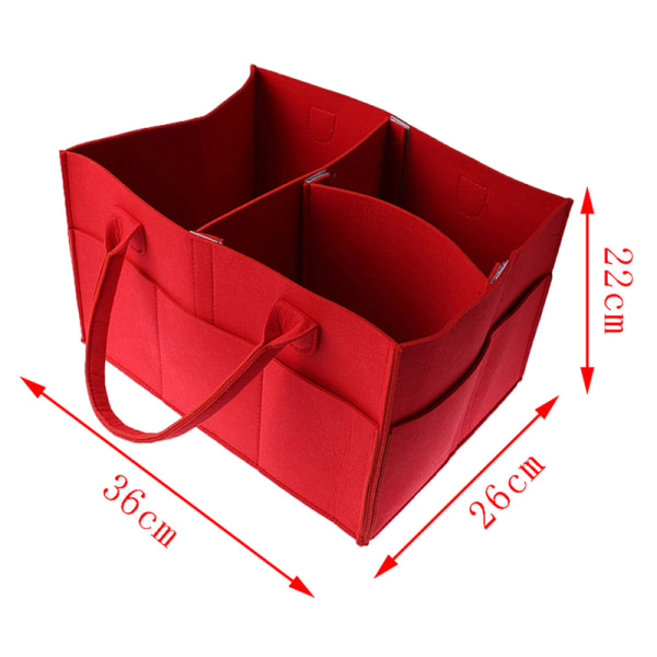 Felt Cloth Storage Bag,foldable Baby Diaper Caddy Changing Table Red