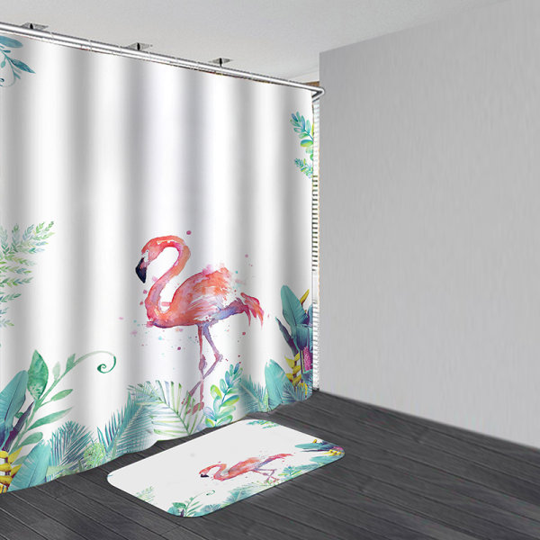 Flamingo Waterproof Bathroom Shower Curtain Bath Mat Multiple Si 60*180