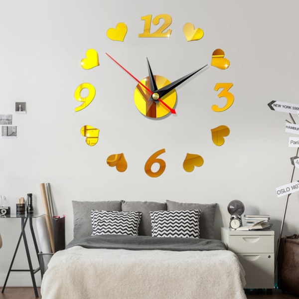 Large Acrylic 3d Wall Clock Design Mirror Clocks Stickers Home D Red