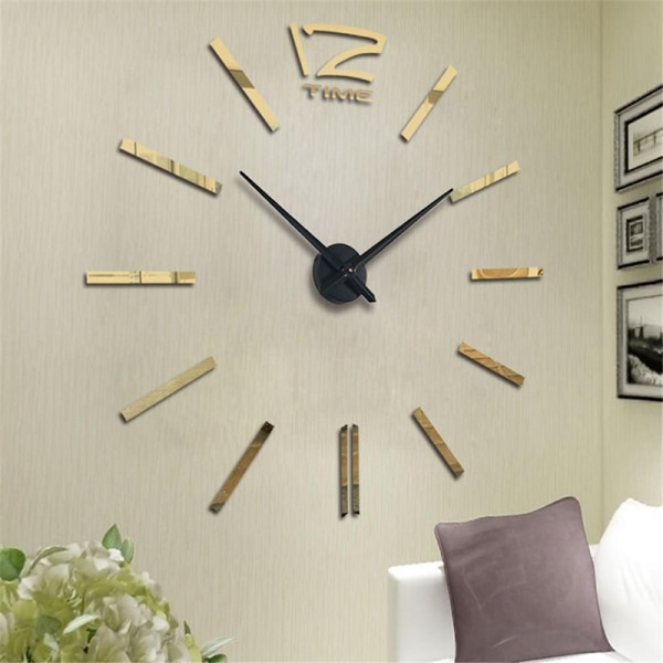 Modern Design Diy Wall-clock Sticker Mute Digital 3d Wall Clock Silver