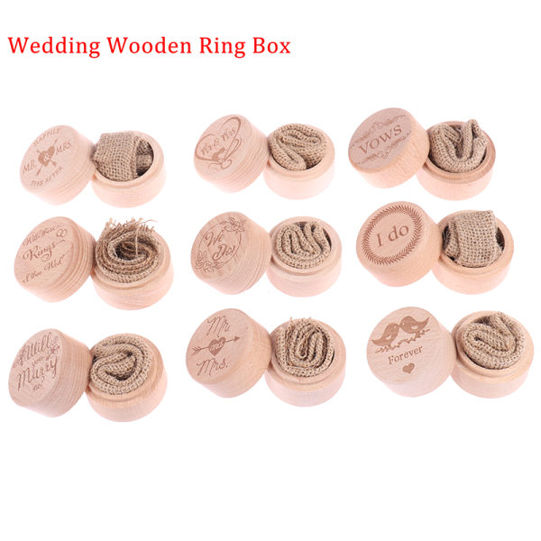 Rustic Wedding Wooden Ring Box Jewelry Trinket Storage Container Jm01519