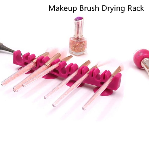 Silicone Makeup Brush Holder Drying Rack Organizer Cosmetic Shel Rose Red