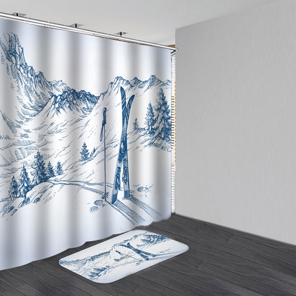Snow Mountain Pattern Waterproof Bathroom Shower Curtain Bath Ma 180*200