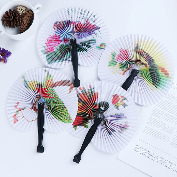 Summer Handheld Fan Chinese Folding Hand Printed Paper Decor