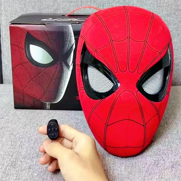 【14y】Edderkoppmaske med bevegelige øyne, helmaske med hakekontroll av øyestørrelse, helte-cosplaymaske for barn/voksne