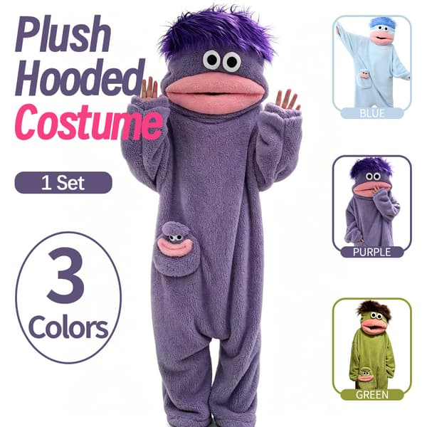 Hauskat isosuinen hirviö-haalari-pyjamat lapsille ja aikuisille - Pehmeä muhkea korallifleece, täydellinen cosplay- tai Halloween-asuihin, S (yh)