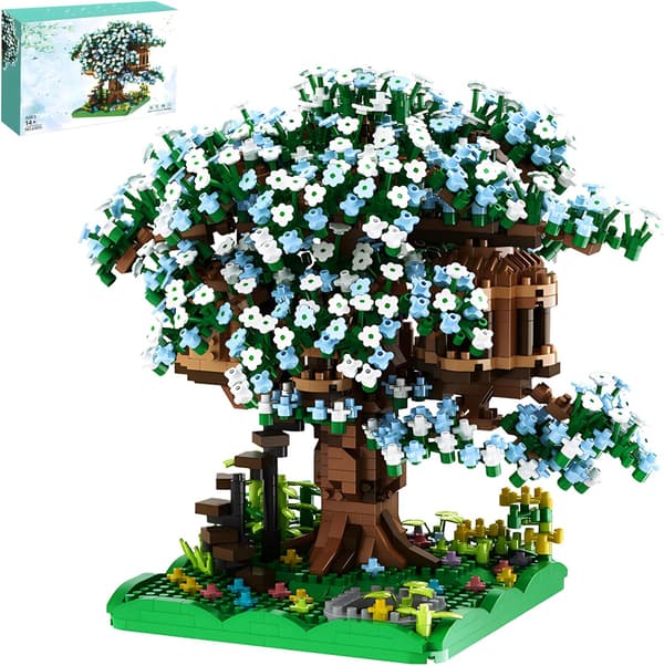 Kirsebærtrehus Byggesett, 2000+ Deler Kunstig Bonsai Tre Kit (Grønt Trehus)