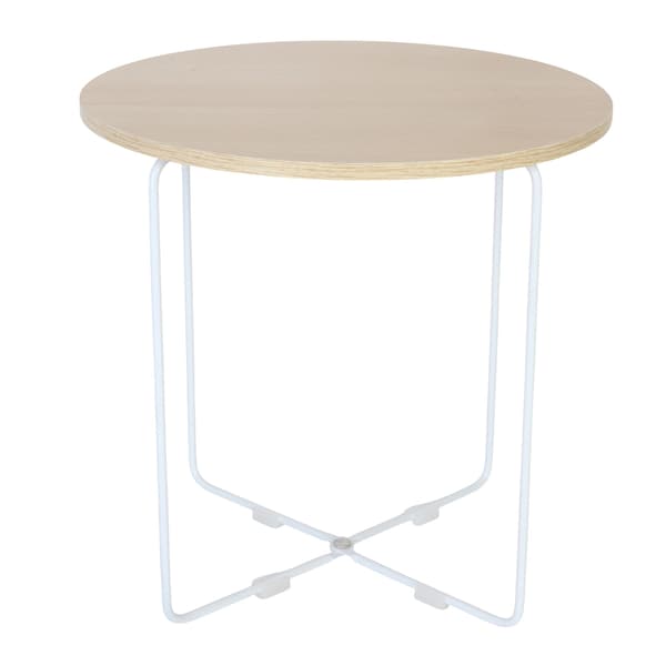 Skandinavisk sidebord, lyst træ og hvidt metal