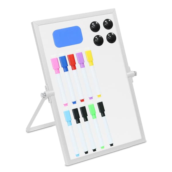 Magnetisk whiteboardtavle, dobbeltsidet, med tilbehør