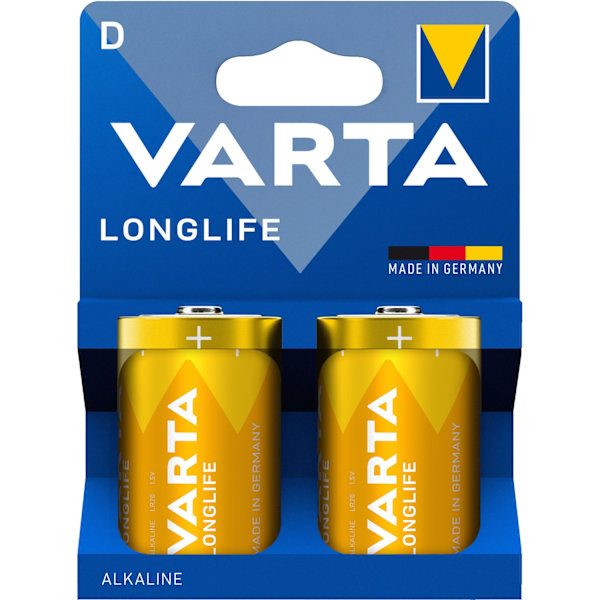 D Batterier, långvariga, 2-pack, alkaliska