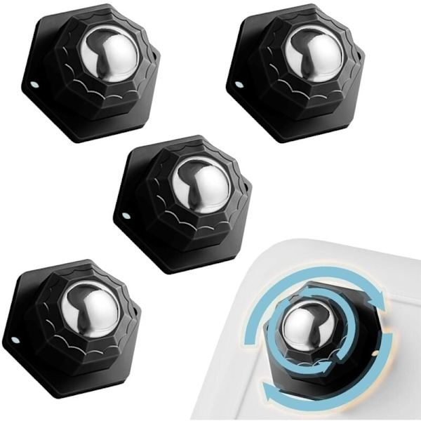 Små møbelhjul, Roulette Schwarz 200 kg møbler, universelle selvklæbende hjul, kraftige møbelhjul, flade hjul til 360 graders rotation