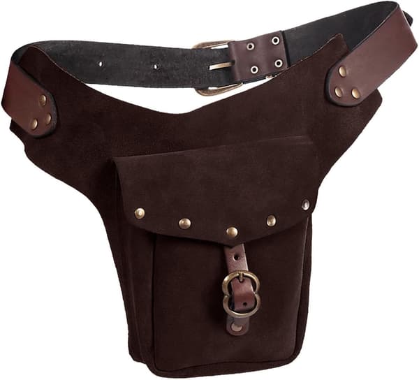 Hot deal til lav pris! Vintage Middelaldersk Midjeveske Lær Sport Ridning Hofte Fanny Midjeveske Dame Lær (Kaffe, One Size)-Glad