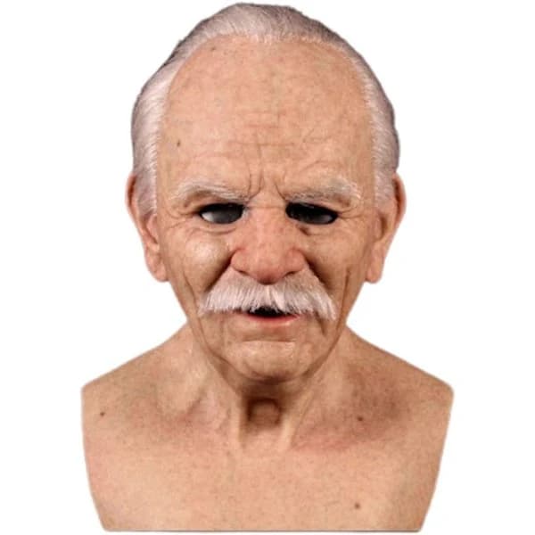 Halloween Gammel Mann Maske, Gammel Mann Hodeplagg Realistisk Silikonmaske Fullt Hode Vanskelige Rekvisitter-Xin Hvitt Skjegg Med Hår