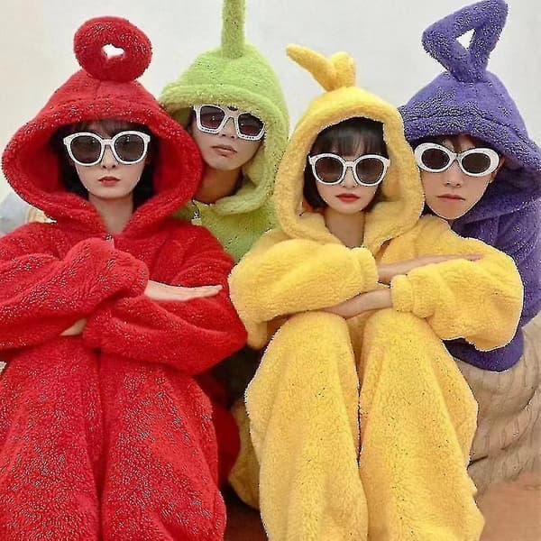 Teletubbies voksen helkroppsdrakt, pyjamas for menn og kvinner, unisex par hjemmeklær grønn-Xin Green