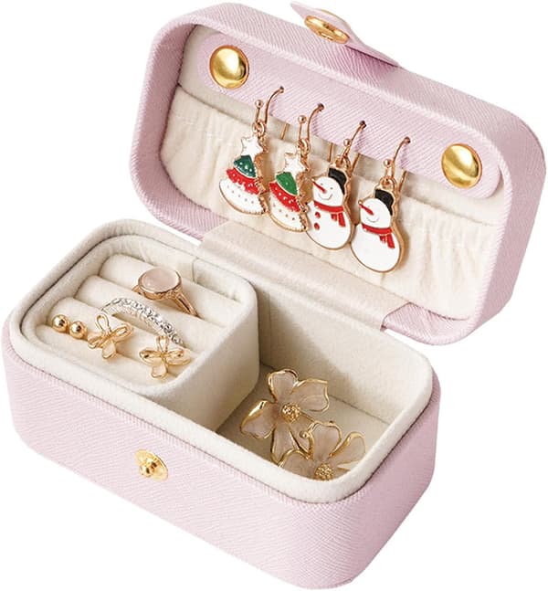 Liten smykkeskrin, reisesmykkeskrin, mini reisesmykkeskrin organizer, liten bærbar reisesmykkeskrin for jenter kvinner (BR)_jar