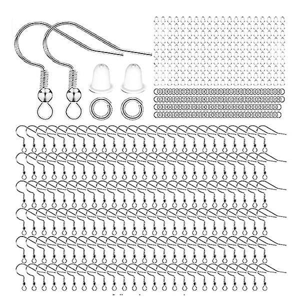 500 stk. Hypoallergenisk Øredobb DIY Kit med Hoppringer og Klare Silikon Øredobbstopper