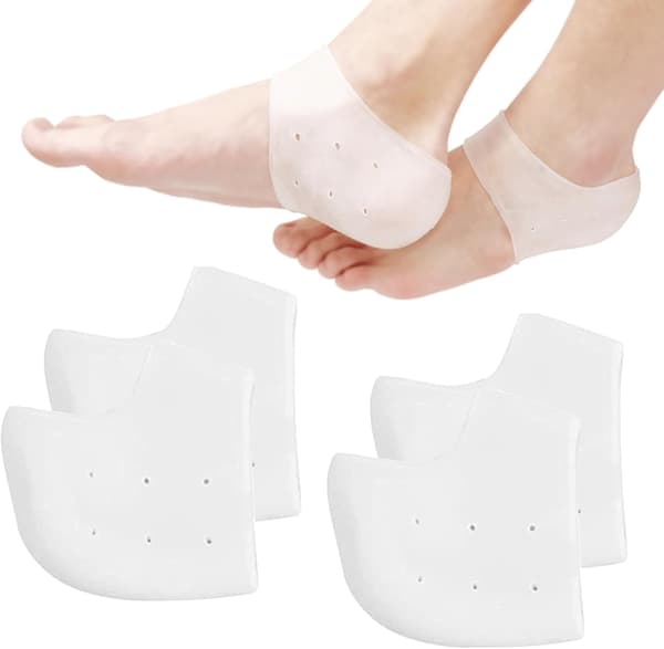 Silikon Hælbeskyttere - 4 stk. Myk Gel Blisterforebygging, Hælkopper og Ankelbeskyttere for Plantar Fasciitis Lindring