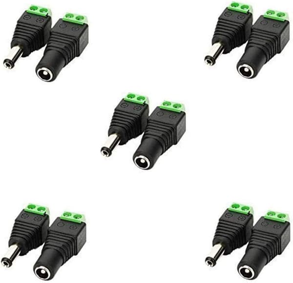 5,5 mm x 2,1 mm DC hun til DC han adapter 12V DC jackstik DC stik DC cylinderstik, DC enheder 5V-24V 5 hun + 5 han