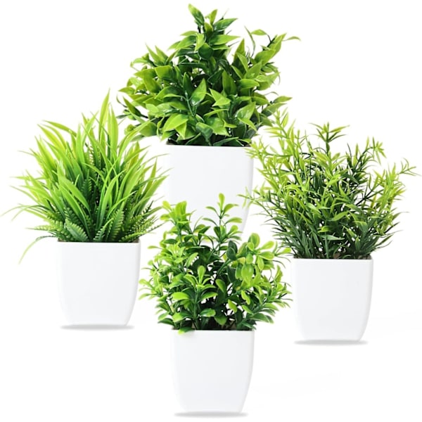 Artificial Plants Set - 4-pack Small Artificial Plants with Pots, Decorative Plants for Home and Office