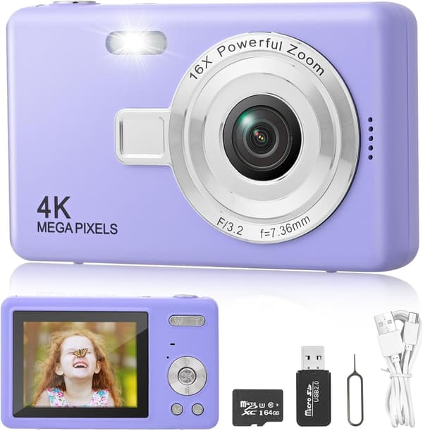 Digitaalikamera 64 Gt:n kortilla, 1080P 40MP Kompakti digitaalikamera 8x digitaalisella zoomilla ja salamalla