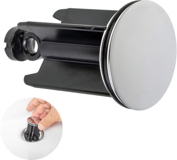 Universal vaskpropp Ø 40 mm, krom avløpsplugg, med gummipakning, høydejusterbar plugg.