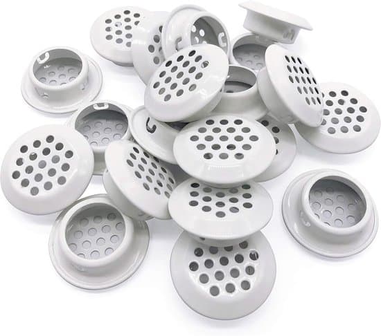 20 stk. Ventilationsåbninger - Runde ventilationsriste - Runde ventilationsriste i rustfrit stål - Til køkkener, badeværelsesskabe, garderobeskabe 25 