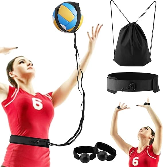 Volleybollträningshjälpmedel – Volleybollträningsset för serveövning – Solo volleybolltränare för att öva servar, smashar, passningar och