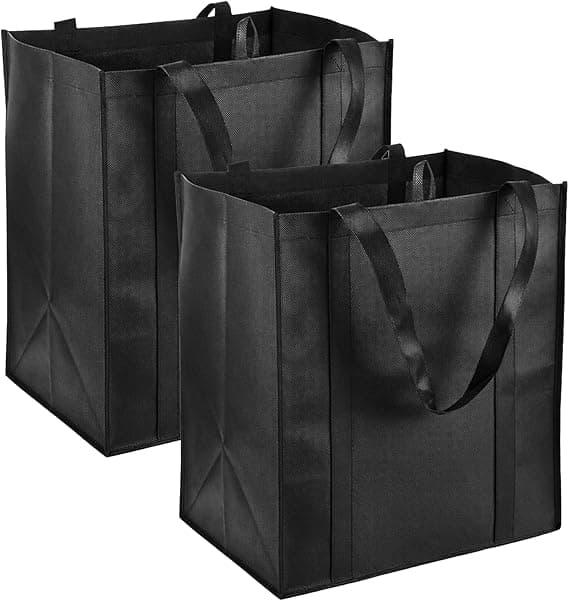 6-pak genanvendelige indkøbsposer med håndtag, non-woven indkøbsposer - Holder 20+ kg - Ekstra store og holdbare foldbare indkøbsposer