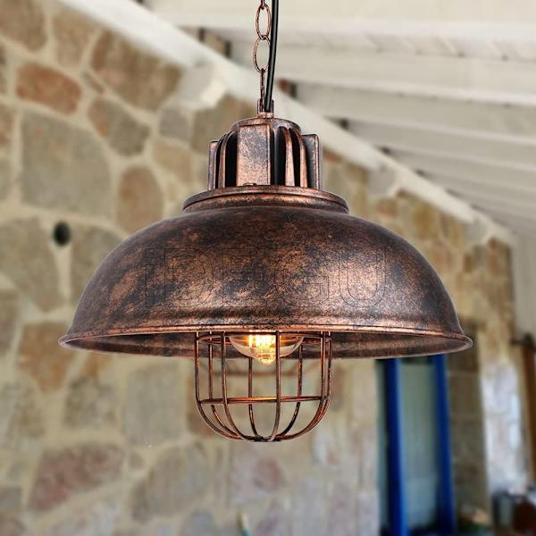 Hängande Lampa E27 Industriell Taklampa Ø 33Cm Vintage Pendellampa För Vardagsrum, Kök, Restaurang, Café Och Bar (Z Rost-33Cm) Svart