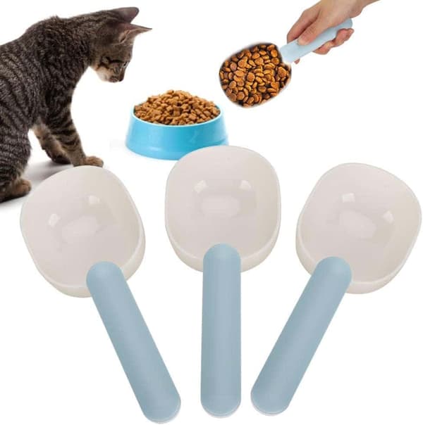 3 stk. Høy styrke plast kjæledyr mat skuffe katt hund fôring skje med håndtak klips for kjæledyr rekvisita