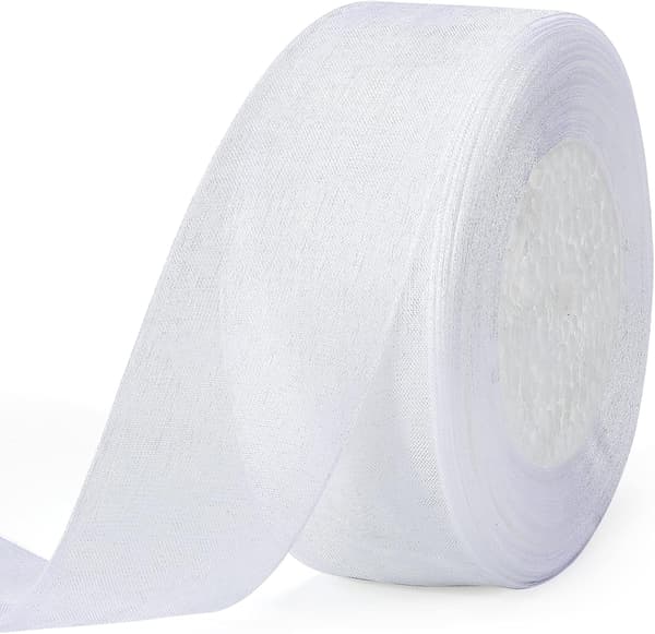4cm x 45M Organza Bånd, Hvit Transparent Organza Bånd, Organza Bånd Rull, for Bryllup Jul Kake Innpakking