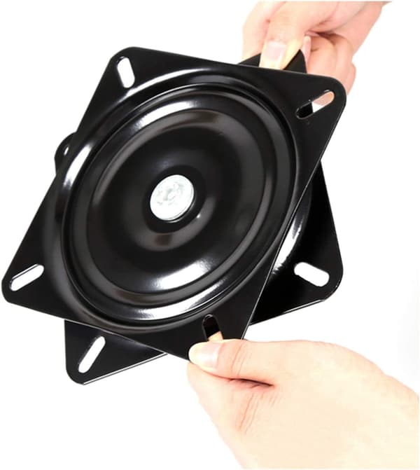 Lazy Susan firkantet lager, 16 cm, svingbar base, for møbler sofa TV og barstol, svart