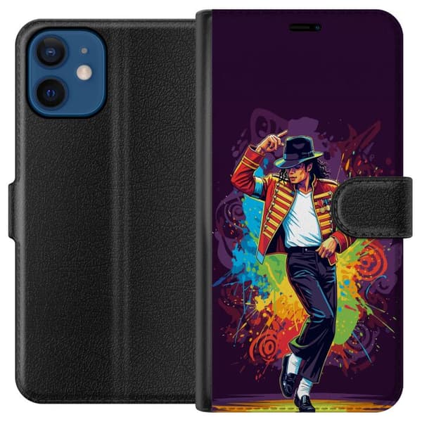Kompatibel Tegnebogsetui til Apple iPhone 12 Farverig gengivelse af Michael Jackson med neonfarver og energifyldt dansestil