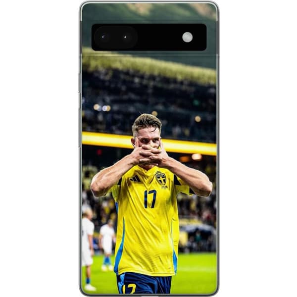 Kompatibelt Mobilskal till Google Pixel 6a Viktor Gyökeres firar ett mål i Sveriges landslagströja på fotbollsplanen med en intensiv matchkänsla.