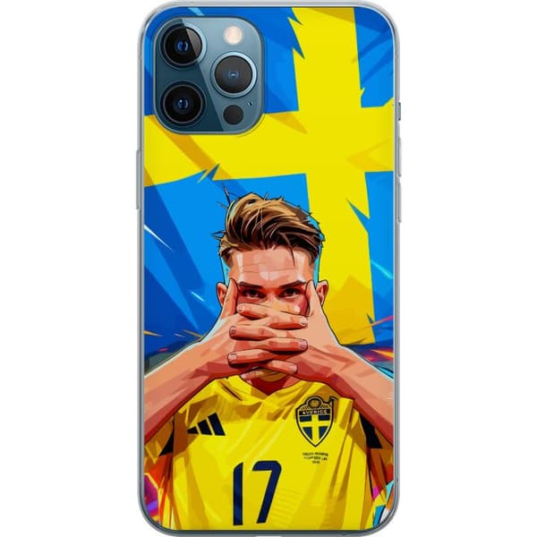 Kompatibel Mobilcover til Apple iPhone 12 Pro Max Viktor Gyökeres i Sveriges landsholdstrøje med fokus på fodbold-VM 2026 og blågul stolthed.