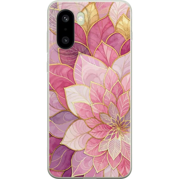 Kompatibel Mobilcover til OnePlus 15R Rose og lilla blomstermønster med gyldne detaljer - Elegant mandala-inspireret motiv