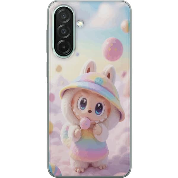 Kompatibel Mobilcover til Samsung Galaxy A26  Regnbuedrømmenes Pastell Design blød drømmende stil med sød figur i regnbueklær og lyse skyer i baggrun