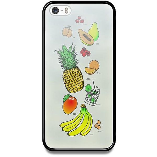 Apple Iphone 5 / 5s Se Svart Mobilskal Med Glas Fruit Party