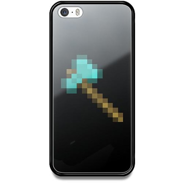 Apple Iphone 5 / 5s Se Svart Mobilskal Med Glas Minecraft